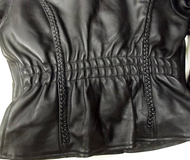 Black Max Motorwear Stagg Las Jacket Braid Back Detail